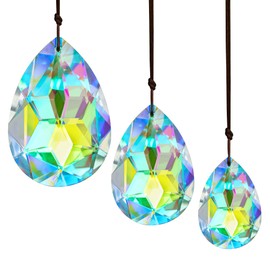 H&D Hyaline & Dora 50/63/76 mm Crystal Prisms, Chandelier Colourful Bauhinia Ornament, Rainbow Maker Hanging Prisms for Window, Wedding, Party, Tree Decoration, Pack of 3