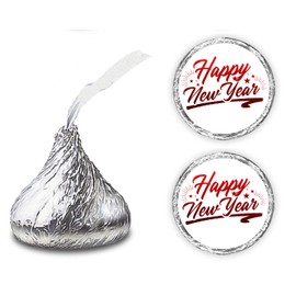 216 Happy New Year Kisses Stickers Labels, Holidays Kisses Stickers for Party Decorations, Gift Tags, Wrappers, Christmas Themed Party Favors Decor for Kisses. Made in USA