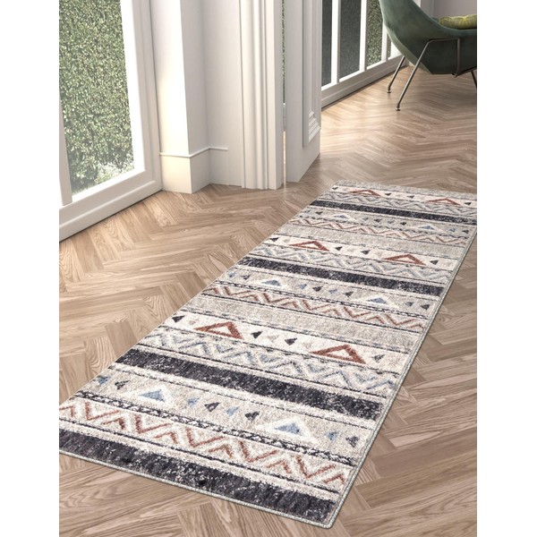 Unique Loom Eco Southwestern Collection Area Rug - Holbrook (Runner 2' 7" x 12' 0", Gray/Black)