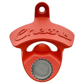 Luwanburg Red Cheers Bottle Opener Wall Mounted Magnetic Beer Cap Opener Cooler Mounted for Post Table