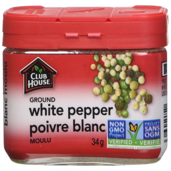 Club House, Quality Natural Herbs & Spices, Ground White Pepper, Plastic Can, 34g