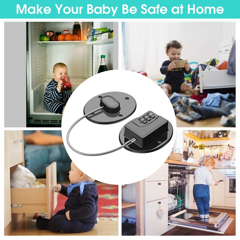 2 Pack Refrigerator Lock - Heavy Duty Combination Fridge Lock,