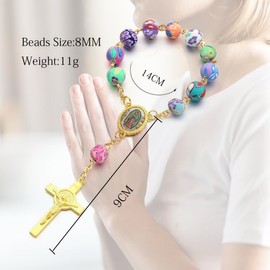 VYIBPDY Pack of 2 Cross for Car, Rosary Car, Catholic Bracelet, for Birthdays, Confirmations, Communions, Christenings, Parties, s