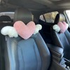 JOSON Heart-Shaped Angel Wings Car Headrest Set, 2-Piece, Soft Cushion,