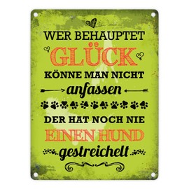 Metal Sign with Saying "Hund streicheln ist Glück" [Dog Stroke