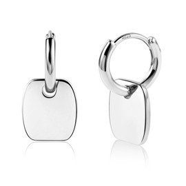 Silver Hanging Earrings for Women, Small Hoop Dangle Earrings Rectangular Pendant Earring Hypoallergenic Geometric Drop Hanging Earring for Women Girls