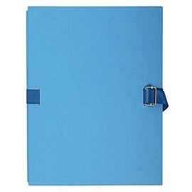 Exacompta - Ref 722E - Expanding Folder - 240 x 320mm in Size, Suitable for Storing A4 Documents, Expands Up To 13cm , Coloured Canvas with Matching Strap - Light Blue