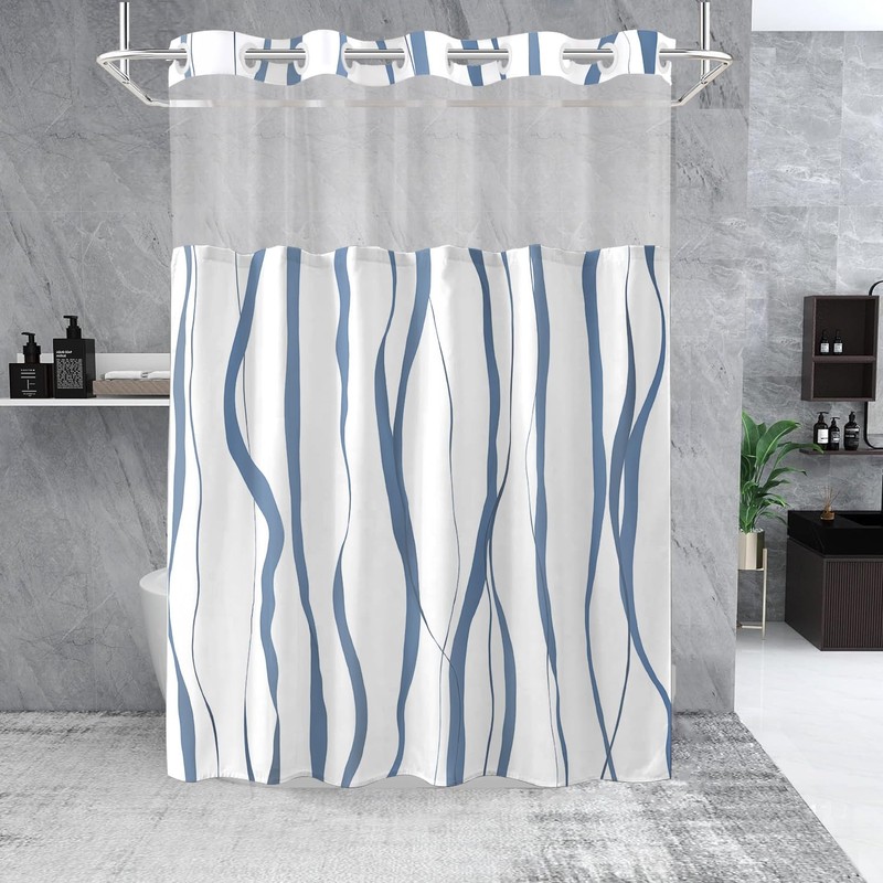 SSCRCUSLY No Hook Shower Curtain with Snap in Liner Set,