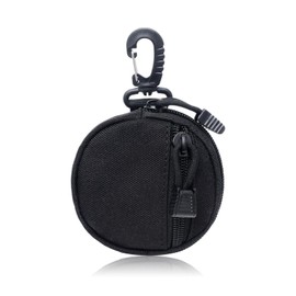 WisePoint Outdoor Coin Purse for Men, Nylon Coin Wallet Small Coin Pouch with Removable Hook, Lightweight Small Coin Bag Change Pouch Coin Purses for Hiking, Climbing, Cycling, Shopping (Black)