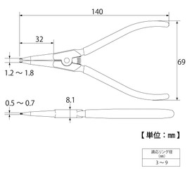 Top (Top) sunappuringupuraiya Axis for Direct Nails Ultra Fine Point, Type SS – 125 °F