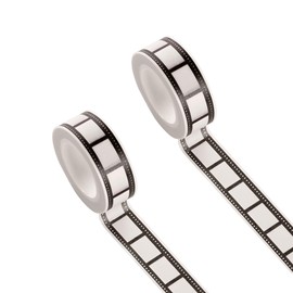 TUYOBG Black and White Film Strip Border Tape 2pcs, Decorative Washi Tape for Scrapbook Tape Projects, DIY Scrapbooking Album Craft Tape, Suitable for Scrapbooking Supplies and Accessories
