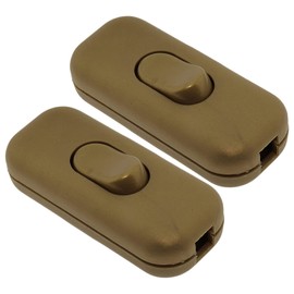Art Deco Emporium Gold Twin-Pack Dual Pole Inline Switch for Light Switches, Small Appliance or Lamp Switch Accepts upto Three Core Round or Flat Wire and Flex 6Amp 230V Double Pole Switching