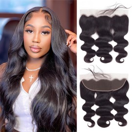 13x4 Lace Frontal Closure Body Wave Ear to Ear Lace Frontal 12 Inch Brazilian HD Lace Frontal Human Hair Free Part 150% Density Body Wave Full Lace Frontal Pre Plucked Natural Black Color