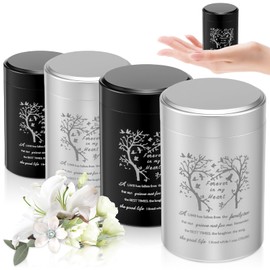 4Pcs Small Urns for Human Ashes Aluminium Alloy Mini Cremation Urn Tree of Life Small Funeral Memorial Ashes Keepsake for Family Loved Ones Human Pet