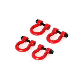 LCX 1/10th RC Crawler Car 4PCS Aluminum Bumper Tow Shackle Set for TRX4 TRX6 SCX10 II SCX10 III SCX10 PRO Gen7 Gen8 Gen9, Upgrades Parts Accessories (Red - Diecast)