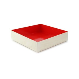 PacknWood 210SAMRED160 Samurai White Wooden Folding Box with Red Shiny Interior - 100% Natural and Biodegradable - 6.3 L x 6.3 W x 1.42in H - 100 per case