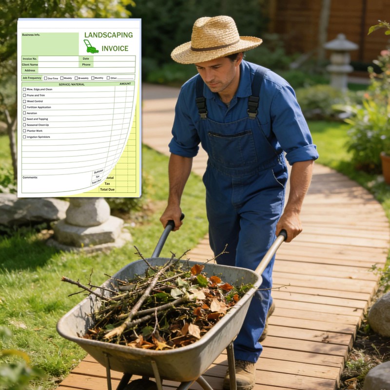 50 Sets Garden Service Invoice Receipt Book, 2-Part Carbonless Landscaping