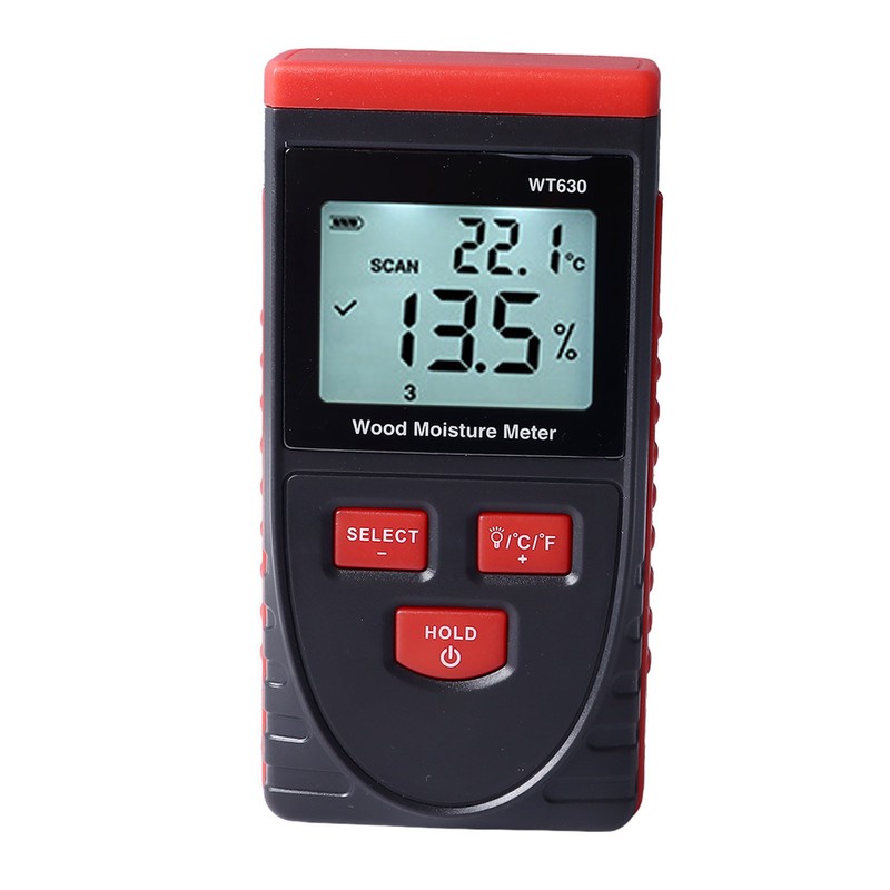 Wood Moisture Meter High Accuracy Non Destructive Backlit Display Wood