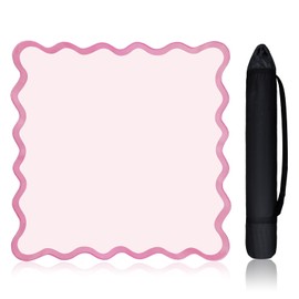 VioraWhite 22" Mini Majiong Mat for Travel Set Cute Scalloped Small Anti Slip Noise Reduction Mahjong Accessories Gifts Domino & Tile Game Table Mat (Pink)