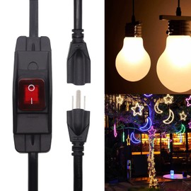 weideer 3 Prong Extension Cord with On/Off Switch Waterproof 14AWG Heavy Duty Power Cord Black 3Pin Outlets Plugs with Red LED Inline Switch for Appliances Christmas Lights Holiday Lights K-044