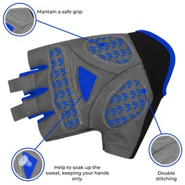 WESTWOOD FOX Cycling Gloves for Men Women,Half Finger Unisex Gel Padded Anti-Slip Mountain Bike Gloves, Breathable Shock Absorption Grip Palm Bicycle Summer Riding MTB Bike Gloves (Blue, S)