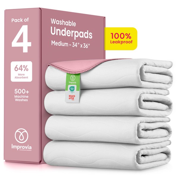 IMPROVIA® Washable Underpads, Heavy Absorbency Reusable Incontinence Pads for Kids,