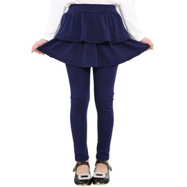 Auranso Girls Leggings with Skirt Kids Clothes Ruffle Tutu Pants Navy 6-7 Years