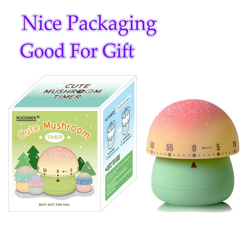 NUOSWEK Mechanical Kitchen Timer - Cute Mushroom Wind Up 60