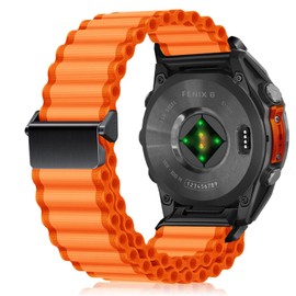 RosMank 26mm Quickfit Watch Band Compatible with Garmin Fenix 8 AMOLED 51mm/7X Pro/7X/6X Pro/6X, Nylon Replacement Strap for Enduro 3/Descent Mk3i/Instinct 2X/Tactix 7/Quatix 7X, Orange