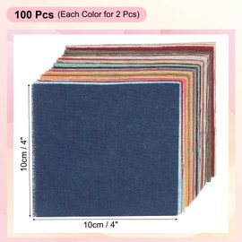 PATIKIL Cotton Fabric Bundles, 100 Pcs 4 x 4 Inch Fat Quarter Solid Color Precut Fabric Squares for Sewing Patchwork Quilting DIY Crafts, 50 Colors
