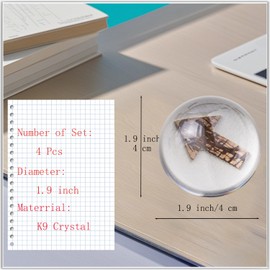 Bluwtoclan 4 Pcs Crystal Magnifying Paper Weights,1.9 inch Clear Dome Paper Weight for Office Desk,Outdoor Events,Physics Classroom