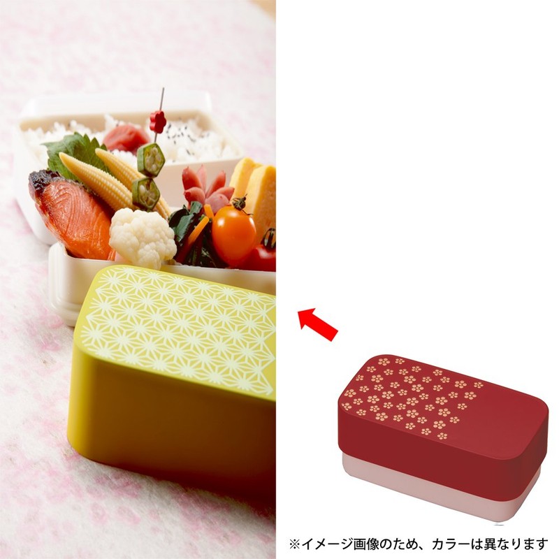 Nippon 73611-8 Traditional Color, Japanese Pattern, Long Angle Bento Box,