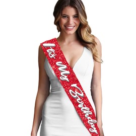RhinestoneSash Quality Birthday Sash Party Supplies - Glam It's My Birthday Sash - Birthday Decorations for Women Red Sparkle Sash(GlmItMyBdy) Red/Sprk