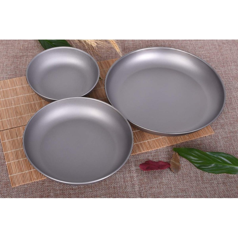 Boundless Voyage Ultralight Titanium Pan Dish Plate with Carry Mesh