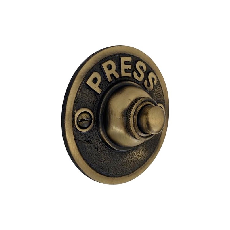 PRESS Retro Push Button Doorbell in Brass (Highlighted Bronze)