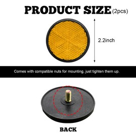 povtii 2 PCS Motorcycle Warning Reflectors, M6×1.0 Waterproof Plastic Reflective Warning Reflector, Motorcycle Rear Safety Reflector with Screw, Universal Motorcycle Accessories (Round, Orange)