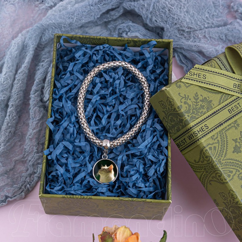 Framendino, 4 Pack Sublimation Blank Charms Pendant Bracelets Round Photo