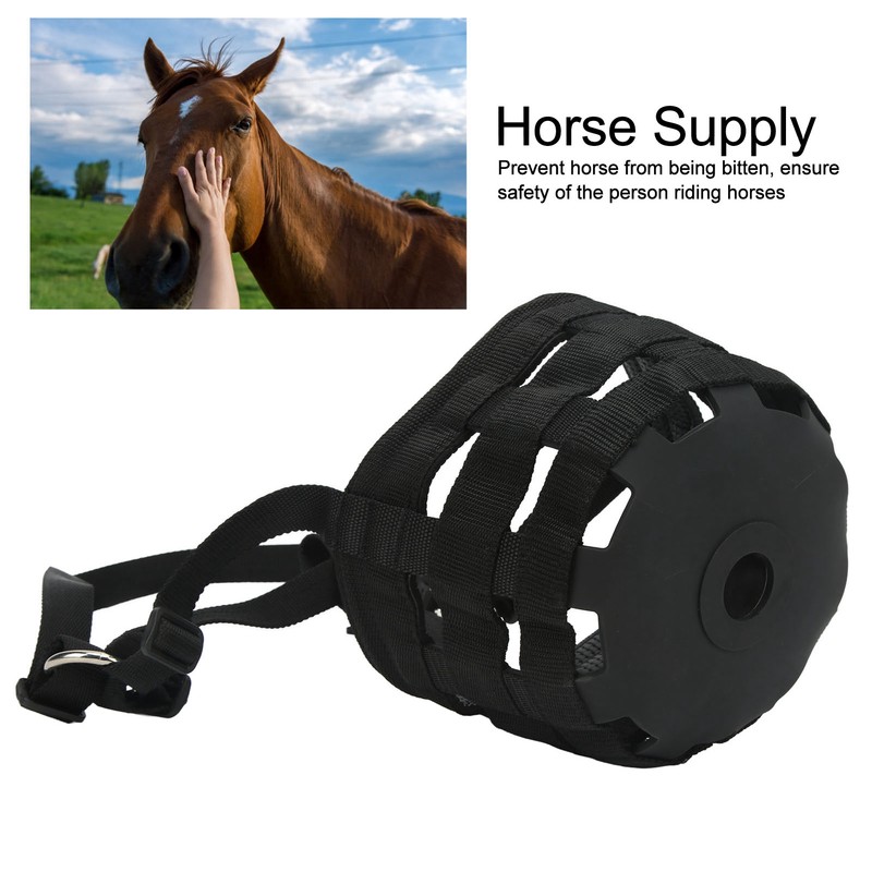 Black Horse Grazing Muzzle Easy Breathe Horse Mouth Cover with