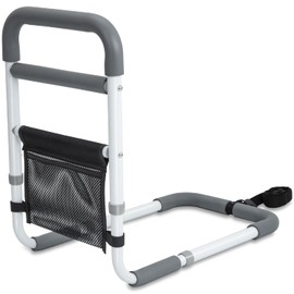 Bed Rails for Elderly Adults - 350LBS Heavy Duty Bed Assist Rail with Non-Slip Bedside Handle, Fall Prevention Safety Cane with Storage Pocket for Seniors, Fits King/Queen/Full/Twin Beds