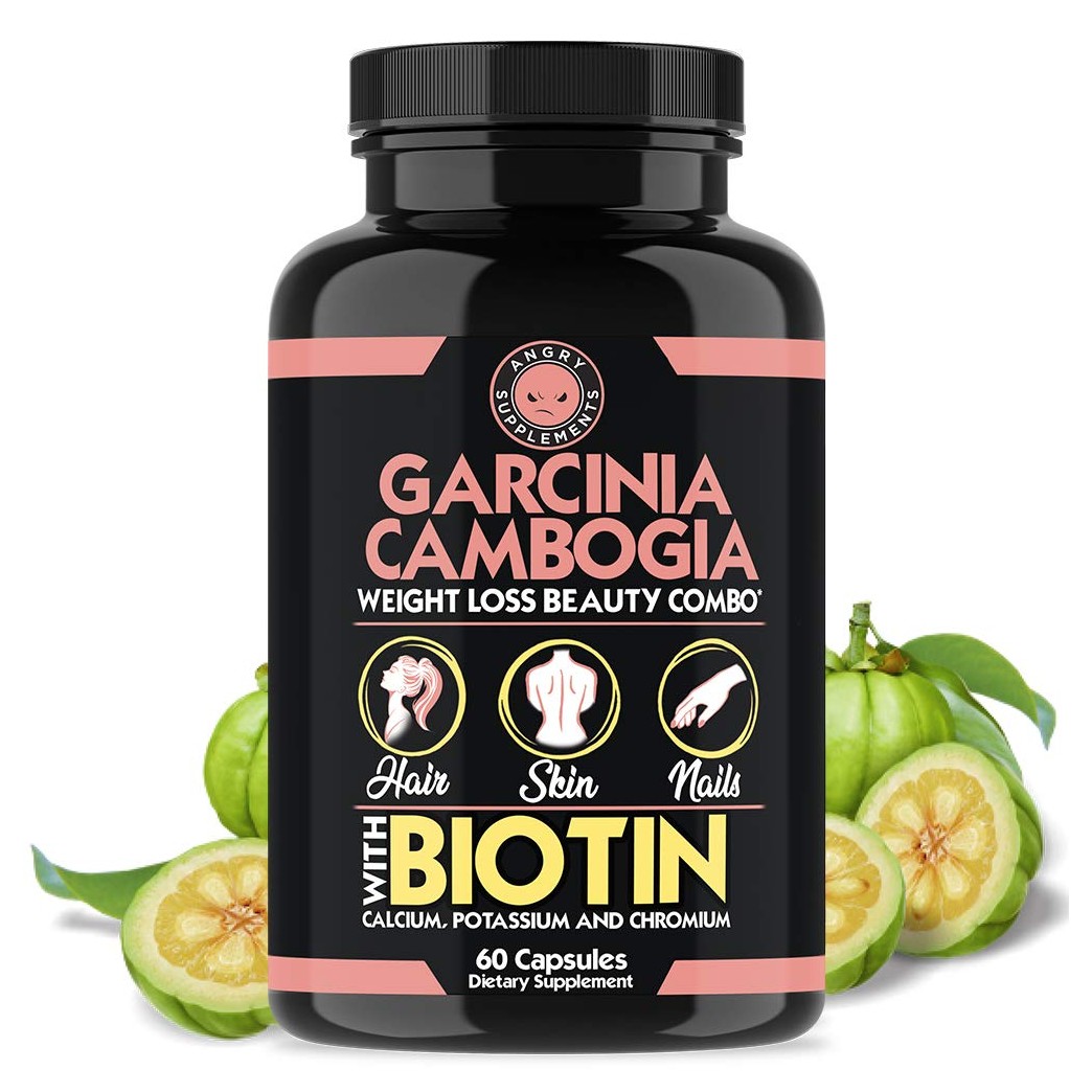 Garcinia Cambogia Weight Loss Beauty Combo, Infused w Biotin, Calcium, Potassium & Chromium, Grow + Hydrate Hair, Strengthen + Thicken Nails, Clear & Nourish Skin – All-Natural Diet Pills (1-Bottle)