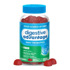 Digestive Advantage Probiotic Prebiotic Fiber Gummies 60 Count Strawberry Flavor