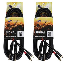Power Dynamics 2x PD Connex 2x RCA Phono Male To 2x 6.35mm Male Jack Cables 6m