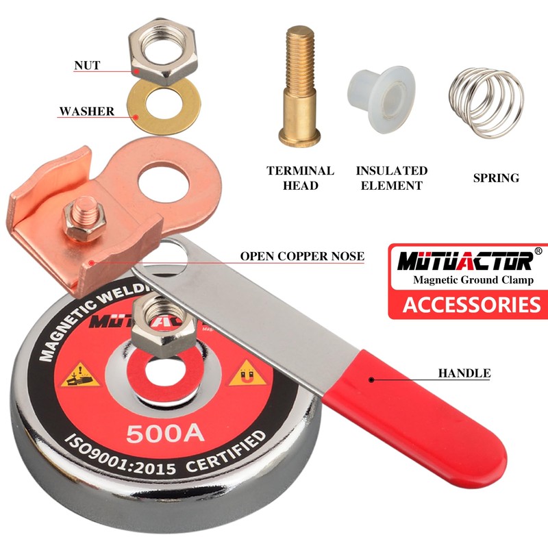 MUTUACTOR 500 AMP Magnetic Welding Ground Clamp, Φ3.34” Strong Gripping
