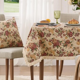 OMMATO Rectangle Floral Tablecloth Vintage Decor Table Cover for Kitchen, Dining Room, Boho French Rustic Farmhouse 52 x 70