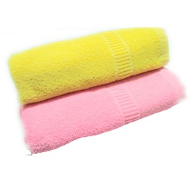 Cotton Colors Plain Cotton Terry Towels(Pack of 2, Yellow, Pink)_D88