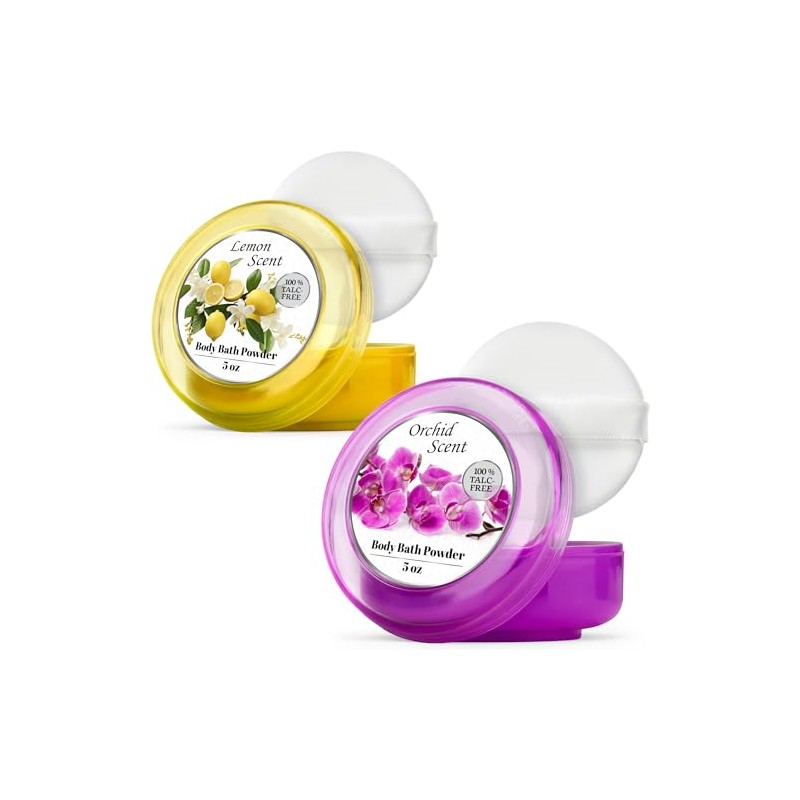 R-NEU Body Powder for Women with Powder Puff, 100% Talc-Free,
