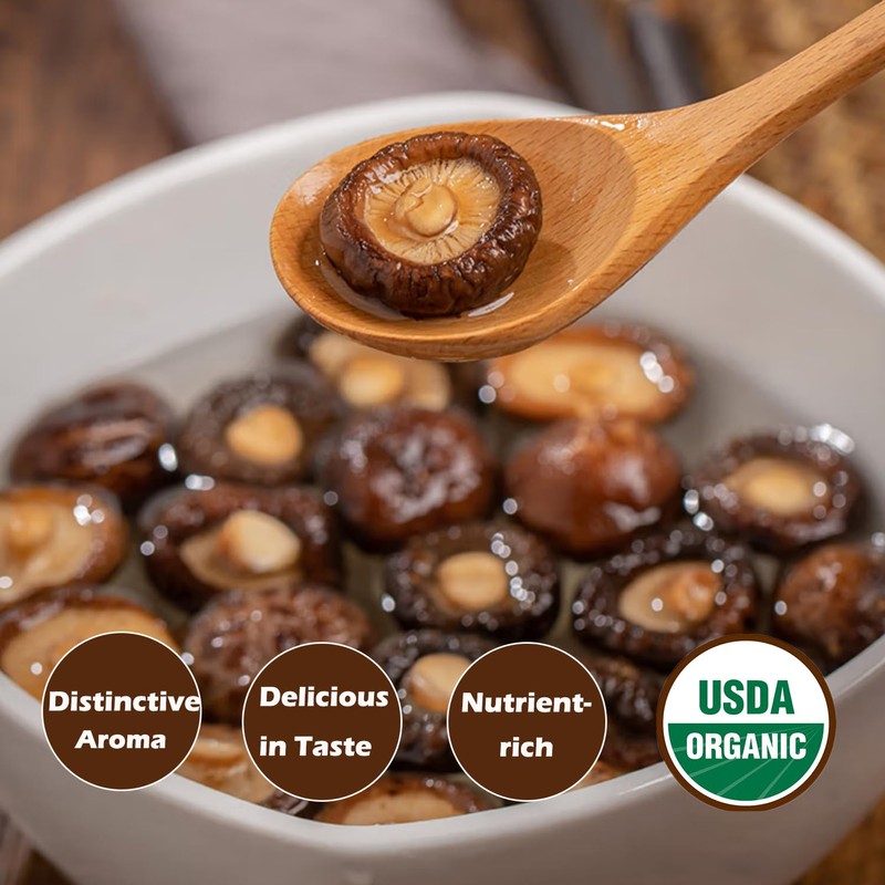 VIGOROUS MOUNTAINS USDA Organic Dried Shiitake Mushrooms Dry Dehydrated Mushrooms