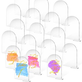 25 Sets Señales de Acrílico de Arco Transparentes con Soporte Hoja de Acrílico con Parte Superior Redonda Arqueada en Blanco Números de Mesa de Arco de Acrílico de Bricolaje para Boda (4 x 6 Pulgadas)