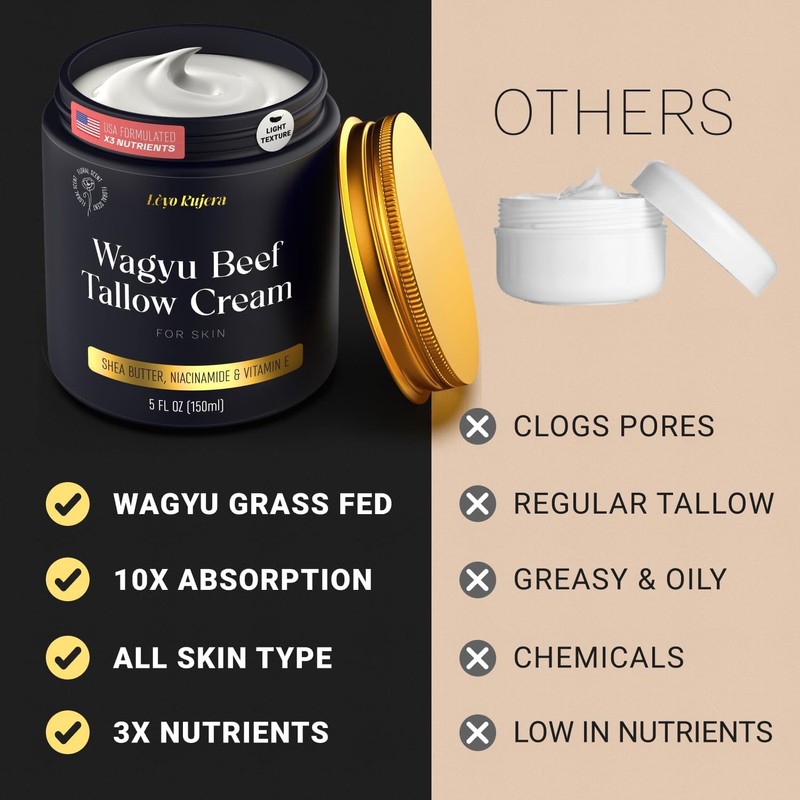 Lush Rush Non-Greasy Grass Fed Tallow Face Moisturizer Cream 5OZ