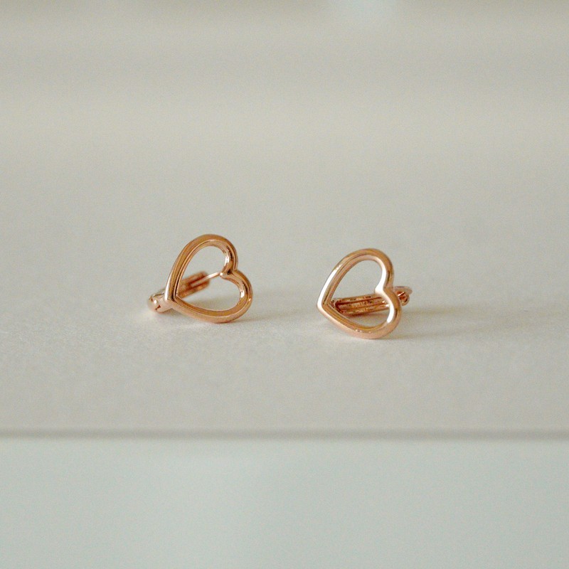 Gold&Deer 14k Goldfield Heart One-Touch Earrings White Gold / 골드앤디어
